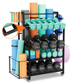 Bonvork Rack para Pesas de 600LBS, Soporte Ajustable de Alto Rendimiento para Mancuernas, Almacenamiento en Gimnasio en Casa para Colchoneta de Yoga, Rodillo de Espuma, Pesas Rusas, Organizador de Equipo de Entrenamiento con Ruedas