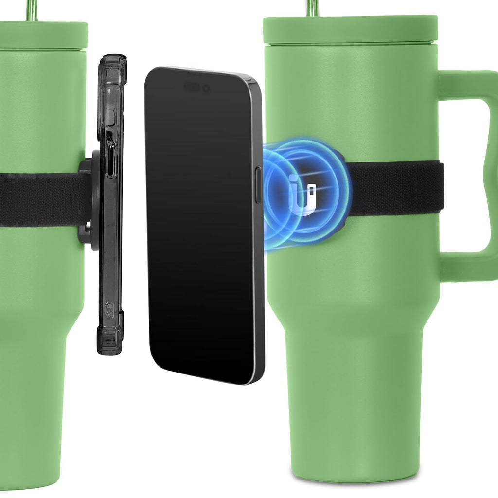 BEEYEO Phone Strap for Bottles Stanley Cups Magnetic Phone Holder for Phone Using in Gym Shopping Cart with Metal Ring - 1Pcs Adjustable Long Strap and 1Pcs Short Strap